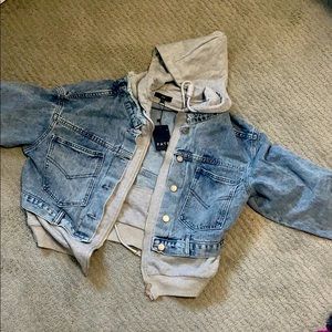 Jean jacket with built-in sweatshirt